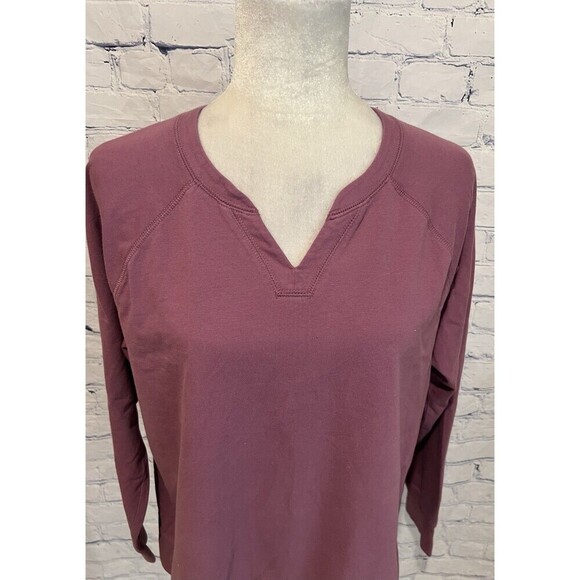 D&Co Women’s V Neck Long Sleeve Top Size Large Berry QVC - Picture 2 of 6